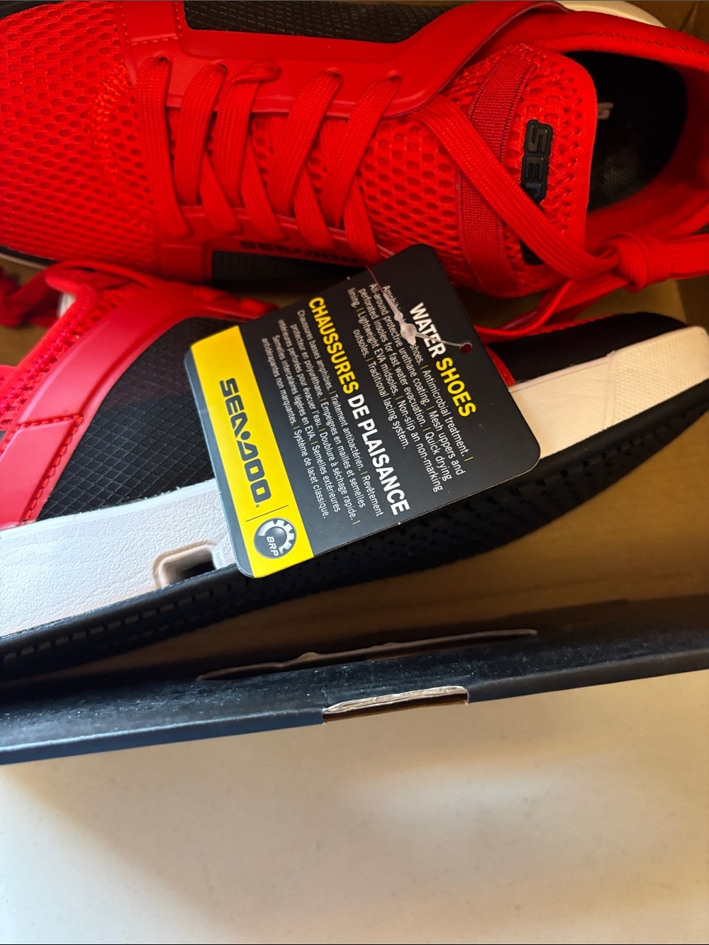 Sea-Doo unisex water shoes feature a vibrant red and black color - Picture 3 of 10
